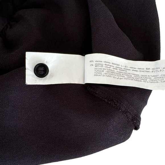 Zara Black Satin Ruched Cropped Long Sleeve Blouse Size XS - Picture 7 of 8